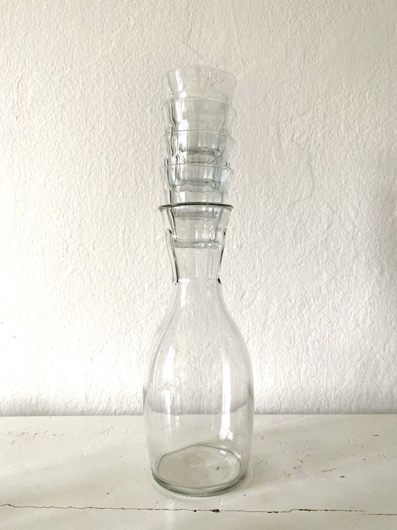 Lot WMF Basic Carafe à Eau 1L + 4 Verres 275ml - Couvercle CloseUp Verre Et Silicone