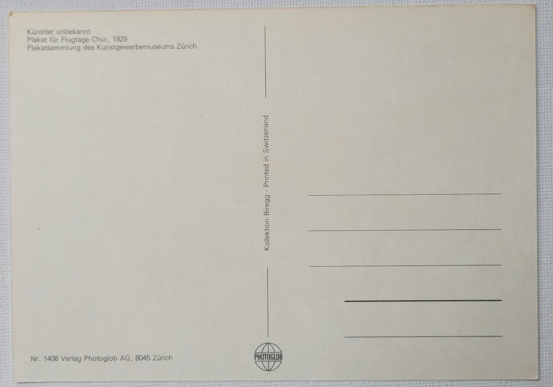 Cartes postales: FLUG-TAG CHUR – 9. JUNI 1929 – Neuf (Voir description) à Neftenbach par Mador6 1