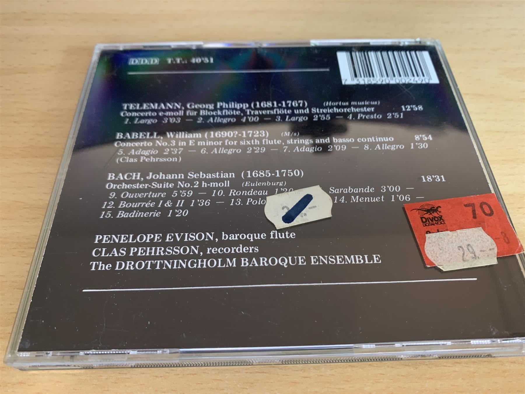 CD: Telemann - Babell - Bach - Penelope Evison - Baroque Flute – Usato da Rikon im Tösstal venduto da Alpenmutz 1