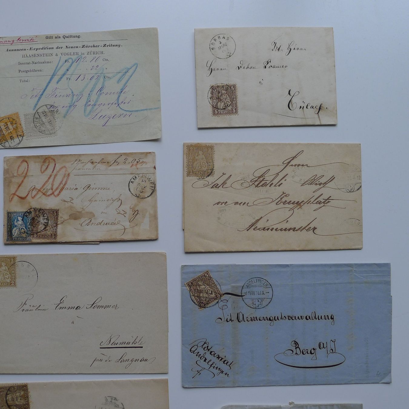Tutti i francobolli: Sitzende Helvetia, kleine Briefe-Sammlung – Usato da Ebikon venduto da SilvioFreund 2
