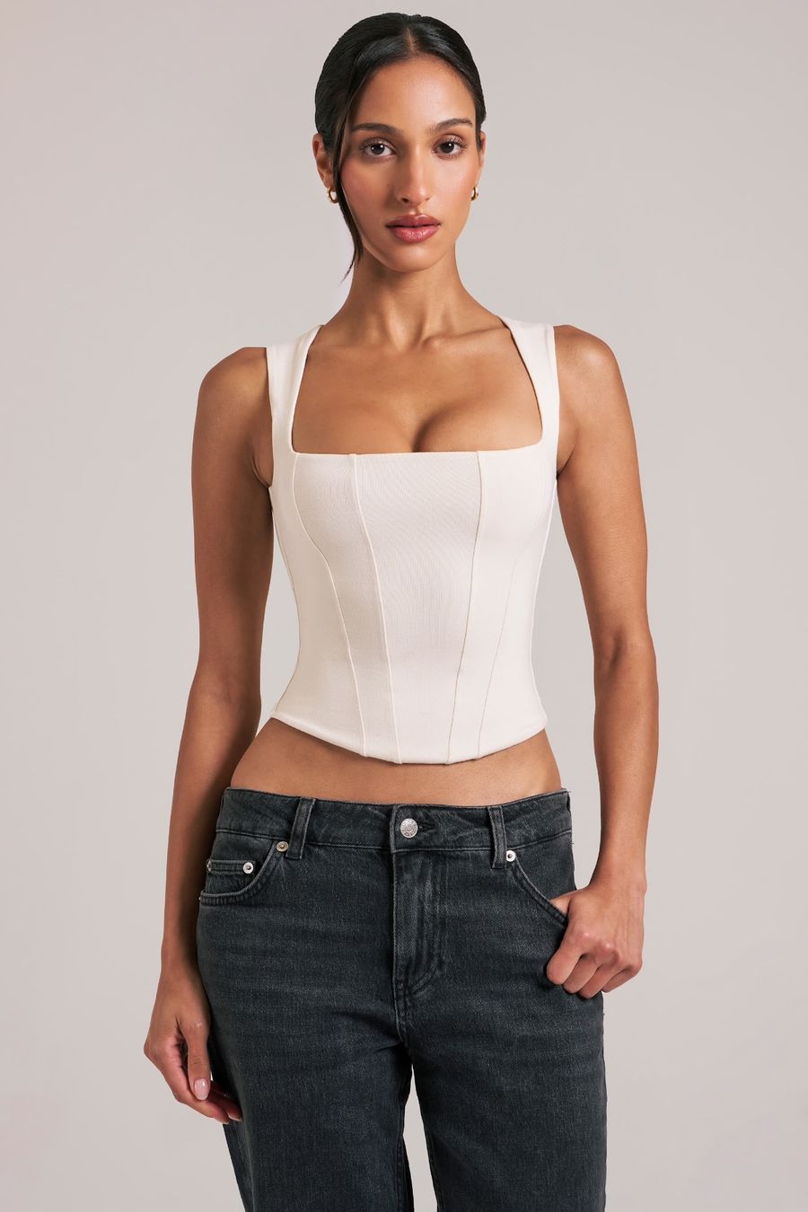 Top: OhPolly Modal Square-Neck Top Ivory XS – Nuovo e nell'imballaggio originale da Zürich venduto da pwa_7qr5