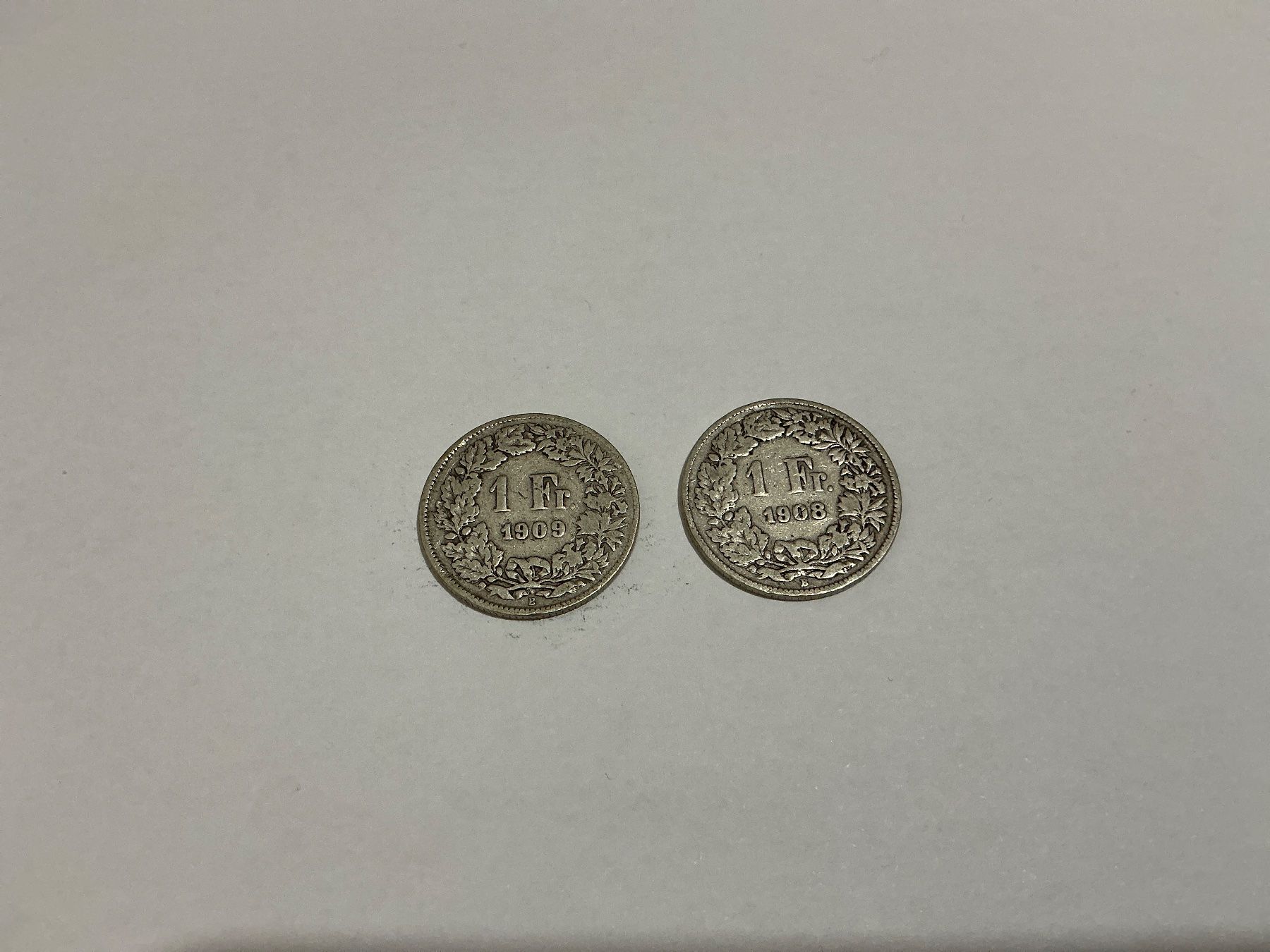 Tutti le monete: 1 Franken Silber 1909 und 1908 – Usato da Oberurnen venduto da Numi2000