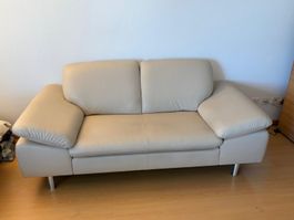 Ledercouch 2-Sitzer beige 210 cm