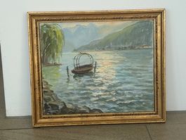 Gemälde von Otto Perlasca, Seeufer mit Boot