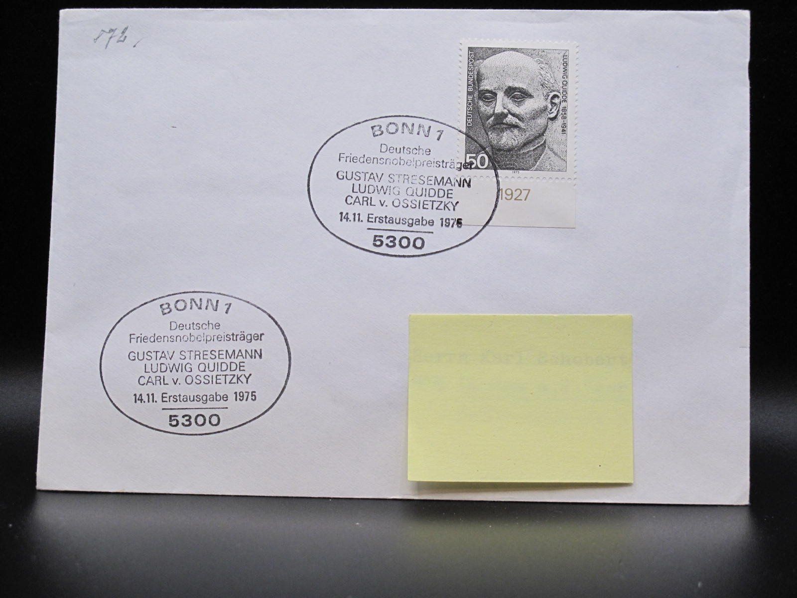 Tutti i francobolli: BRD 1975 Friedensnobelpreisträger L. Quidde FDC – Usato da Wil SG venduto da fva01