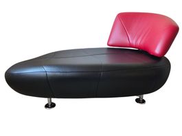 Leolux Kikko Chaiselongue Leder Schwarz Ferrari-Rot