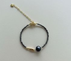 Elegant Pearl Bracelet with Gold plated Fish and Extender
