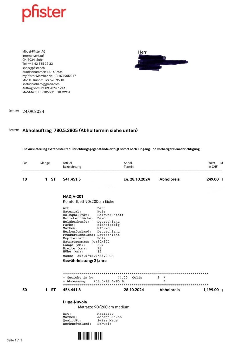 Pfister Letti: Pfister Einzelbett inkl. Matratze, Topper & Lattenrost – Nuovo (secondo la descrizione) da Basel venduto da nat_frey7 3