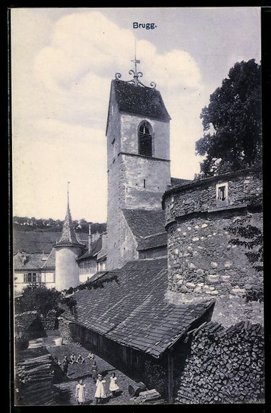 Cartoline postali: AK Brugg, Ortsansicht mit Turm – Usato da Berlin venduto da bartko-reher