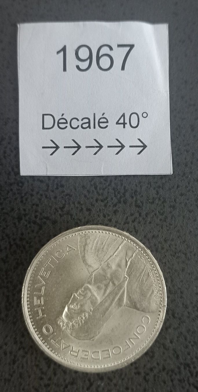 Tutti le monete: 5Fr 1967 décalée 40° RRRR – Usato da Réchy venduto da MorardRaph 1