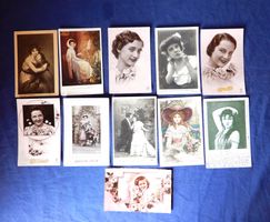Alte Postkarten Kitsch  - 10 x Junge Damen 1 X Paar