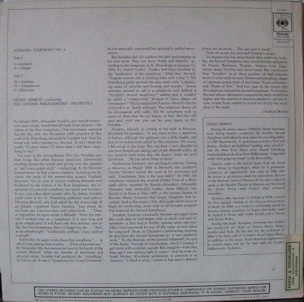 Dischi in vinile: Scriabin/LPO/Semkov: Second Symphony LP – Nuovo (secondo la descrizione) da Steinhausen venduto da Vilivinili 1