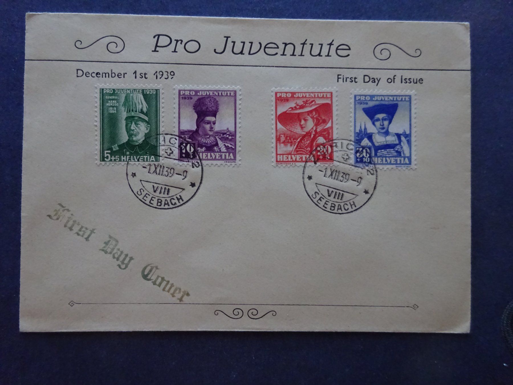 Tutti i francobolli: 1939 Pro Juventute FDC mit glasklaren Stempel - Adresslos – Usato da Appenzell-Steinegg venduto da adi1975 2