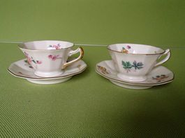 2 Sammeltassen Porzellan SCHLAGENWALD mit Rosen Blumen