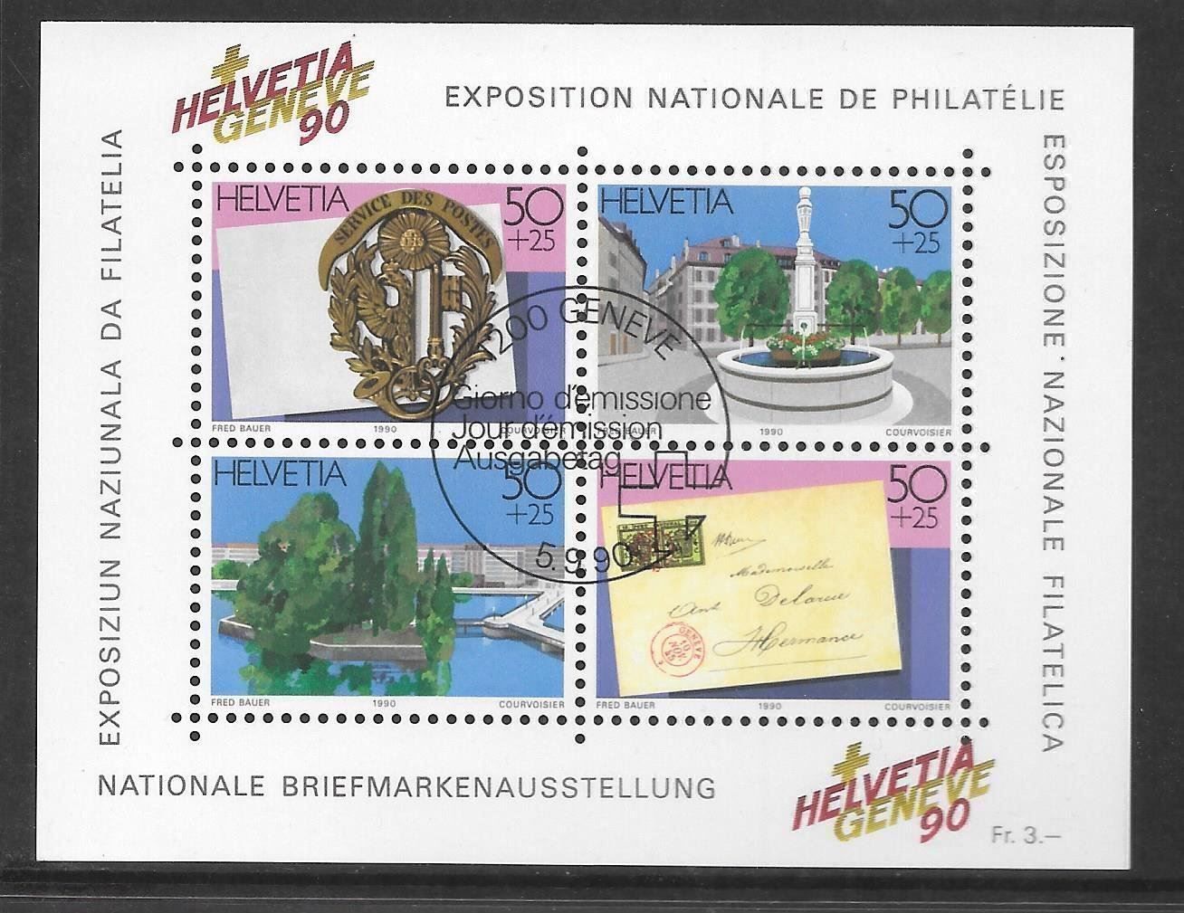 Tutti i francobolli: W72 Gedenkblock NABA Genf ET 5.9.1990 – Nuovo (secondo la descrizione) da Olten venduto da clotaldi
