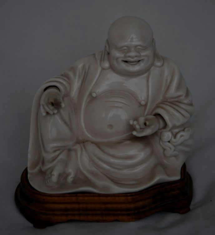 Zen Statue JUJOYBD Kleiner Lachender Buddha, Niedliche Mönch Statue, Keramik Ornamente Klein Buddha-Figur Teelicht Buddha