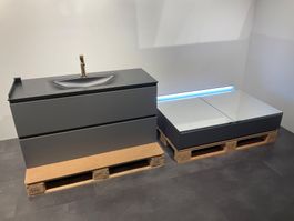 067 Badmöbelkombination, grau/schwarz, 120cm