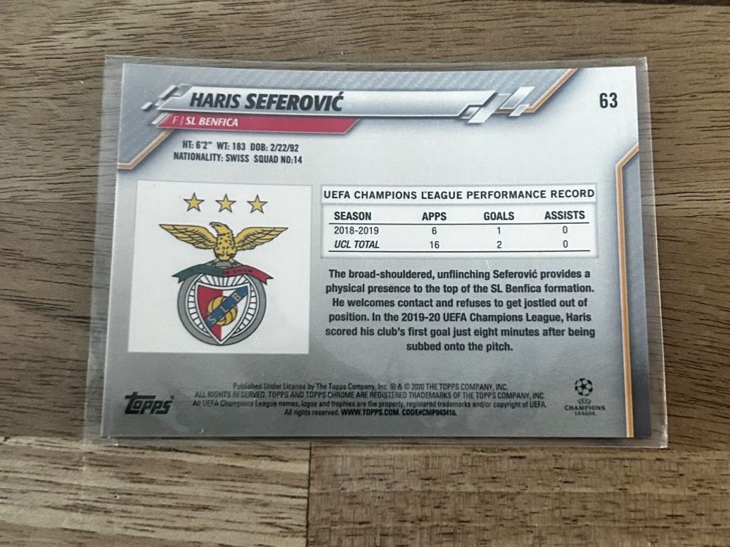 Topps Carte collezionabili: Topps Chrome Haris Seferovic SL Benfica 2020 – Usato da Oberwil-Lieli venduto da Mhd 1