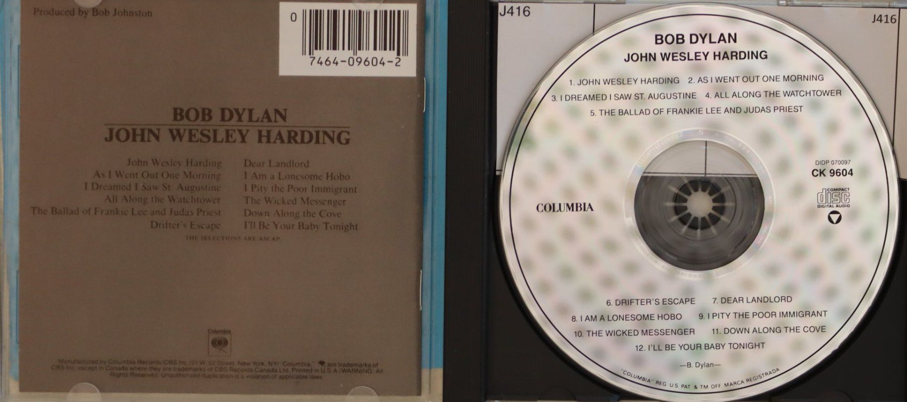 CDs: Bob Dylan – John Wesley Harding – Gebraucht aus Luzern von  1