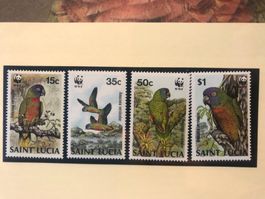 Saint Lucia 1987 Satz WWF Blaustirnamazone postfrisch