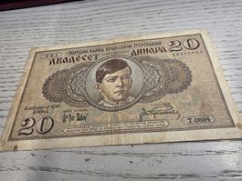 20 Dinara Jugoslawien 1936 Banknote guter Zustand