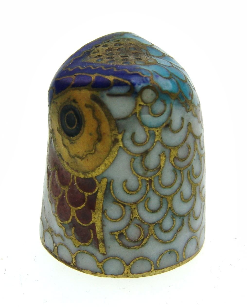 Ditali: Fingerhut - Cloisonne Uhu - Eulenkopf 2 – Usato da Langenthal venduto da hamster-raeumung 3