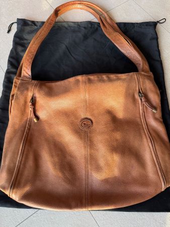 ROSSI LEDER SCHULTERTASCHE TOTE IN BRAUNEM LEDER