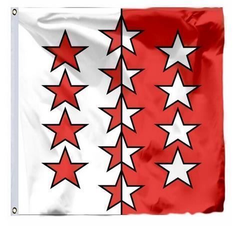 Bandiere: Schweizer Flagge Kanton Wallis – Nuovo e nell'imballaggio originale da Gurmels venduto da Swisspod