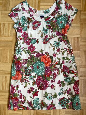 JOULES Kleid Tunika BW weiss floral 42 40 UK 16 Taschen NEU