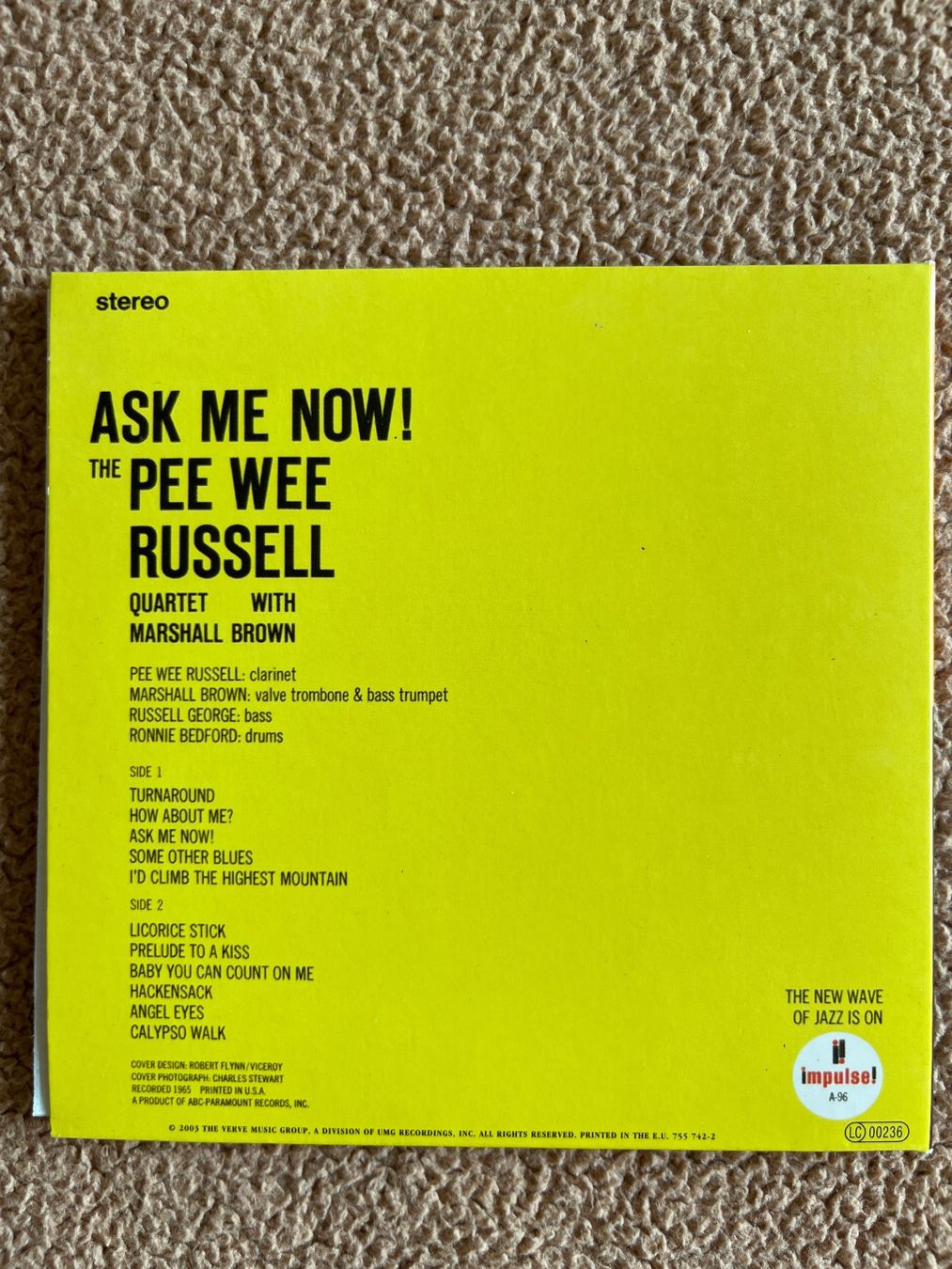 CDs: THE PEE WEE RUSSELL QUARTET - ASK ME NOW! – Gebraucht aus Lausanne von sbar224 1