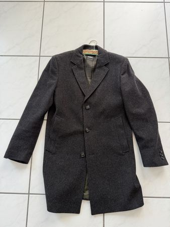 Herren Mantel Strellson Wolle dunkelgrau Grösse 46