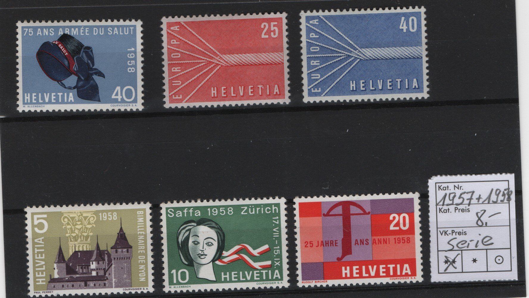 Tutti i francobolli: Serie Werbe-Marken 1957 + 1958 Postfrisch. – Nuovo (secondo la descrizione) da Gordola venduto da tist