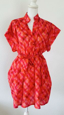 Kleid kariert pink/orange Grösse TU 100% Baumwolle NEU
