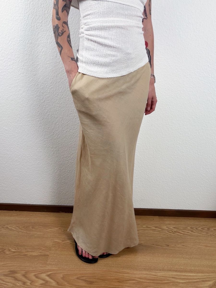 Gonne: Vintage beige linen maxi skirt – Usato da Knonau venduto da Grapesvintage 1