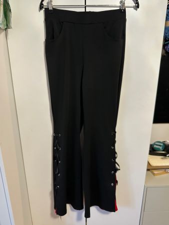 Schwarz-rote Wide Leg Hose (M)