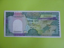 Banknote Sri Lanka 1000 Rupien Jahr 1987, P-101, Top Zustand
