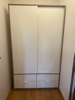 Kleiderschrank mit Schiebetüren und 4 Schubladen, weiss 