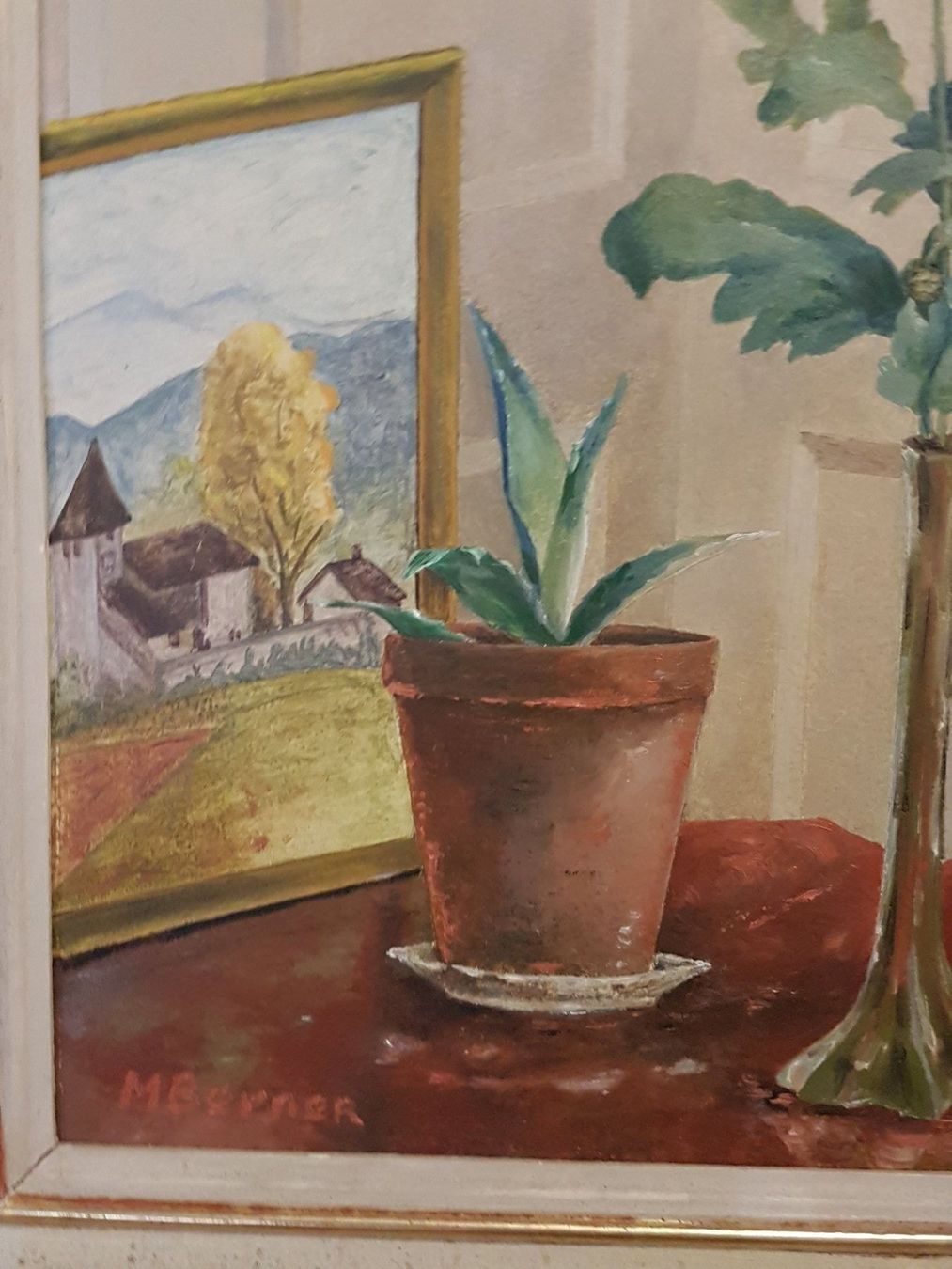 Dipinti: Ölgemälde Stillleben "Chrysanthemen" - signiert M. Berner – Usato da Glattbrugg venduto da casabelavista 5
