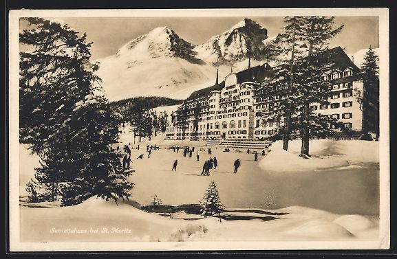 Ansichtskarten: St. Moritz, Suvrettahaus und Eislauffl – Gebraucht aus Berlin von bartko-reher