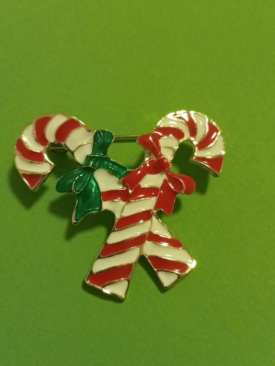 Weihnachts-Brosche Zuckerstangen Gold🎄🎅🎁 | Kaufen auf Ricardo
