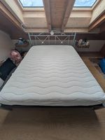 Bett Rahmen 160x200, LED Lese-Lichtern, Lattenroste+Matratze