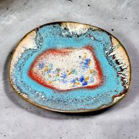 Magnifique vide-poche en métal émaillé multicolore