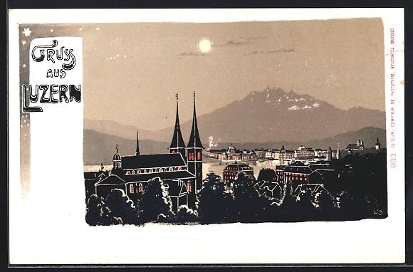 Ansichtskarten: Litho Luzern, Teilansicht mit Kirche bei – Gebraucht aus Berlin von bartko-reher