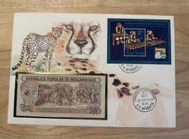 Banknoten Brief aus Mosambik Cheetah 50 Meticais