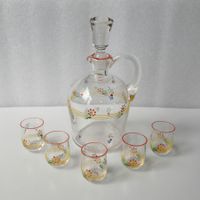Vintage Schnapsset Likörset 50er 60er Karaffe 5 Gläser