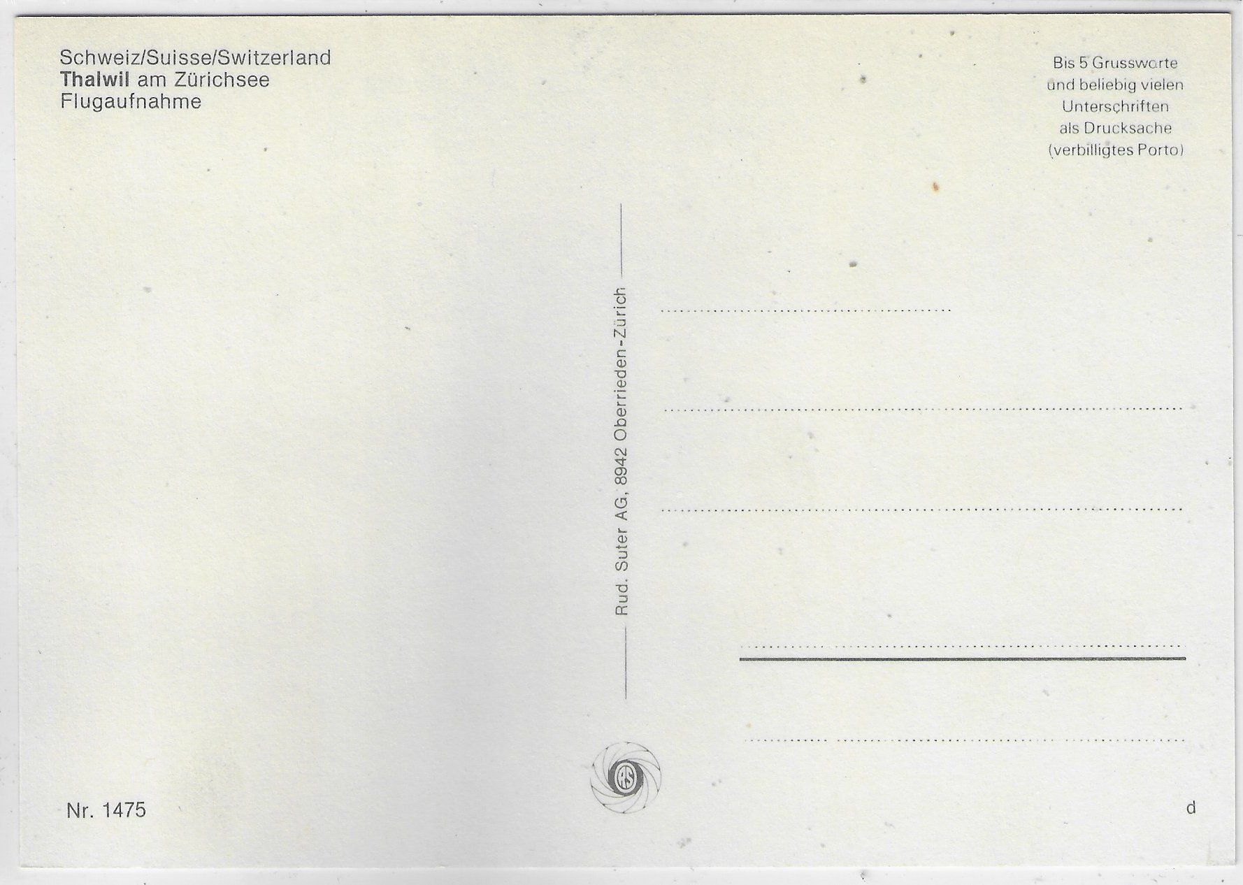 Cartoline postali: Flugaufnahme Thalwil – Usato da Ettingen venduto da Kartenplanet 1