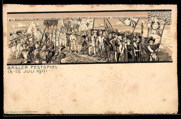 Cartoline postali: Litho Basel, Basler Festspiel 1901, Fest – Usato da Berlin venduto da bartko-reher