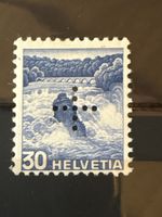 Timbre Suisse 30 Helvetia Chutes du Rhin perforé croix