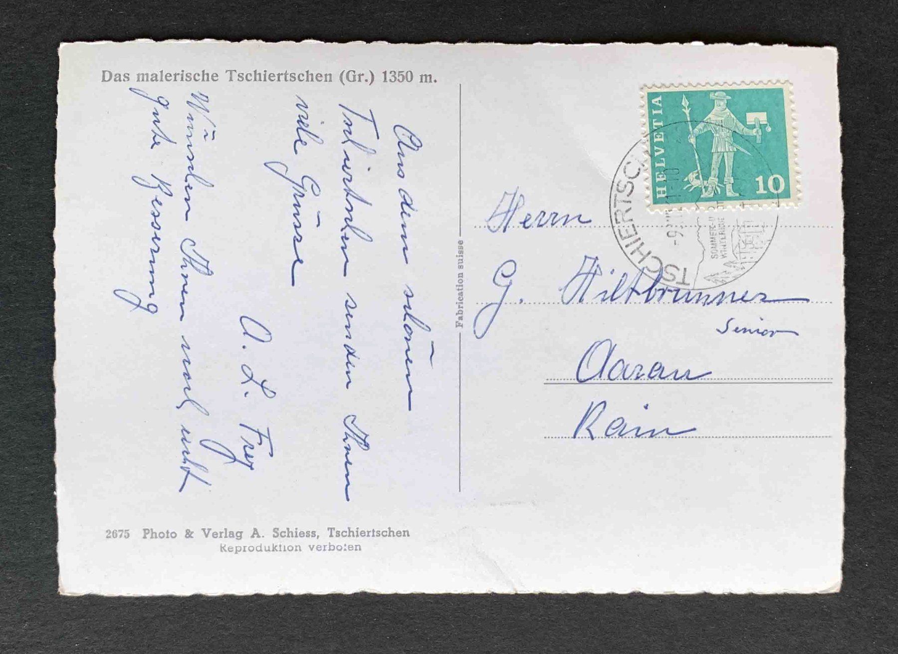 Cartoline postali: AK Das malerische Tschiertschen GR – Usato da Goldau venduto da artelier1 1