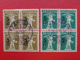 1930: Nr.180+181, Vierer-Blöcke sauber zentrisch gestempelt